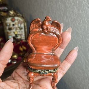 Ceramic Chair Trinket Box with Eagle Design